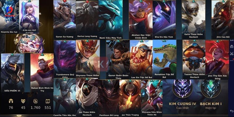 Acc Tốc Chiến free tướng đầy đủ, skin VIP 2025