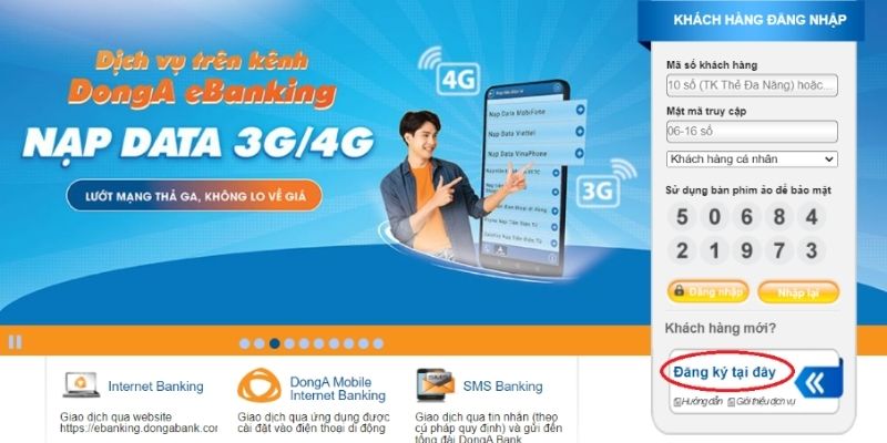 Đăng ký internet banking Đông Á trực tuyến
