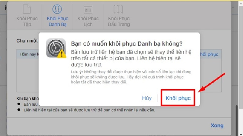 Lấy lại một liên hệ đã xóa