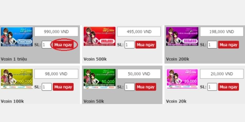 Thẻ Vcoin VTC miễn phí mới nhất